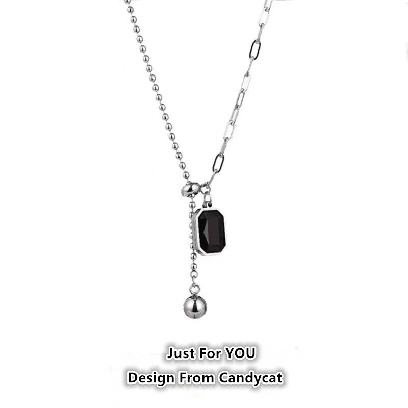 Dây Chuyền Đính Đá Zircon Đen Phong Cách Mới 2023