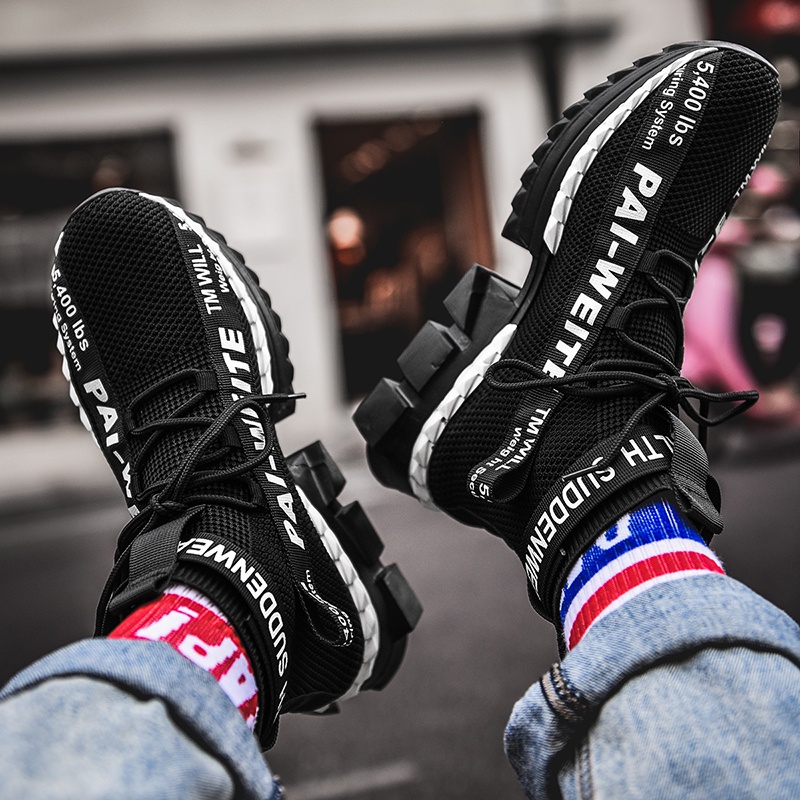 Giày Thể Thao Cổ Cao Phối Lưới Siêu Nhẹ Thoáng Khí Chống Trượt Thời Trang Cho Nam