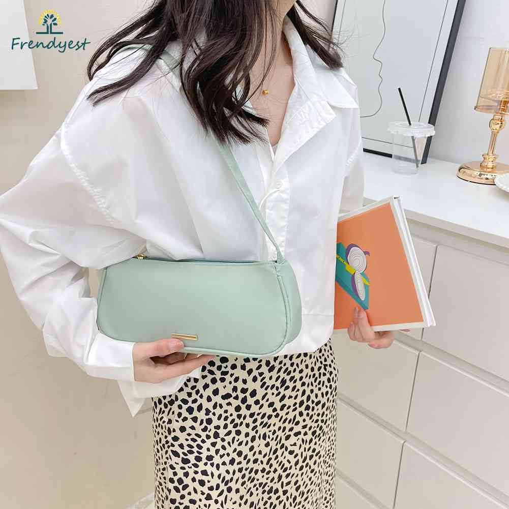 Túi Xách Đeo Vai / Kẹp Nách Chất Liệu Nylon Màu Trơn Thời Trang Xinh Xắn Cho