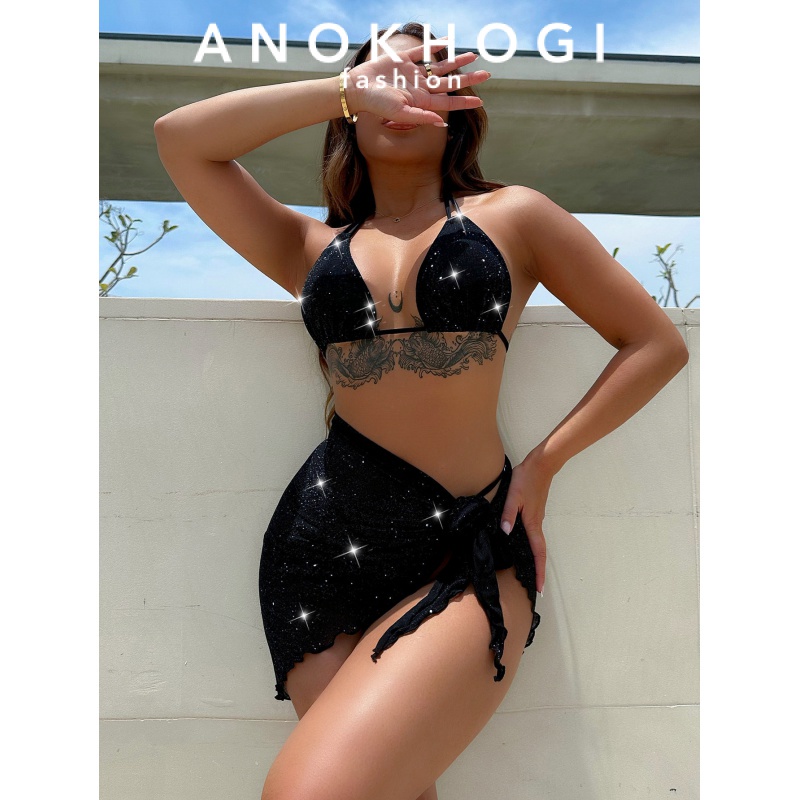 Bộ Bikini 3 Món Màu Đen Lấp Lánh CS257