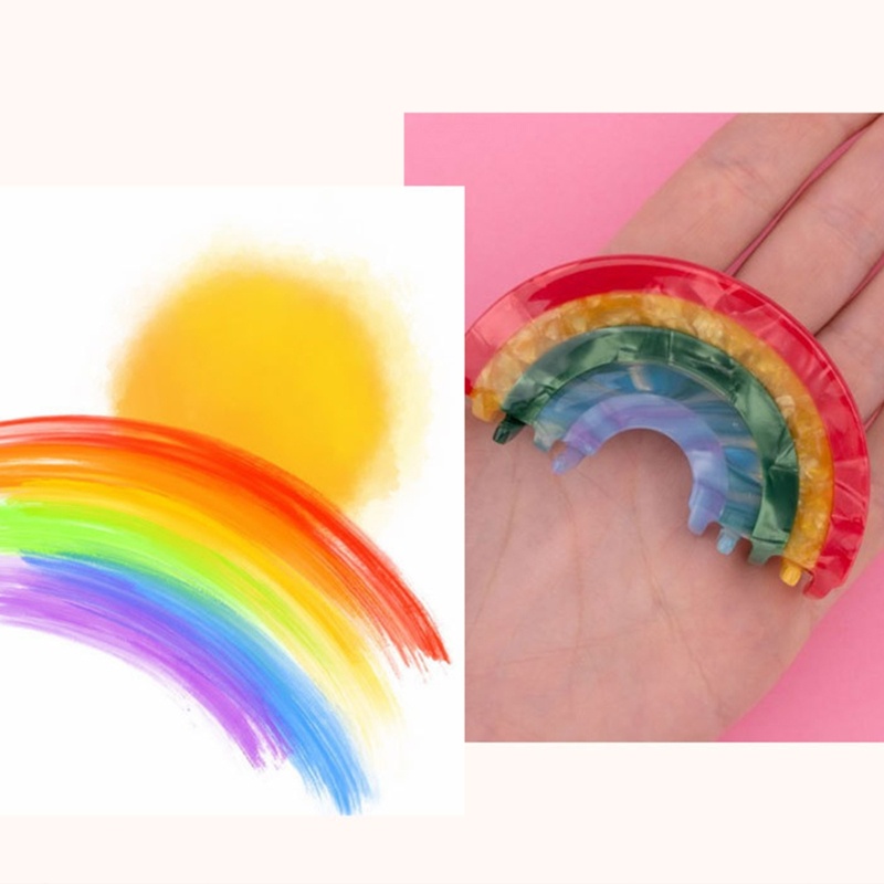 Kẹp Tóc Mỏ Vịt Màu Cầu Vồng Thanh Lịch Cho Nữ