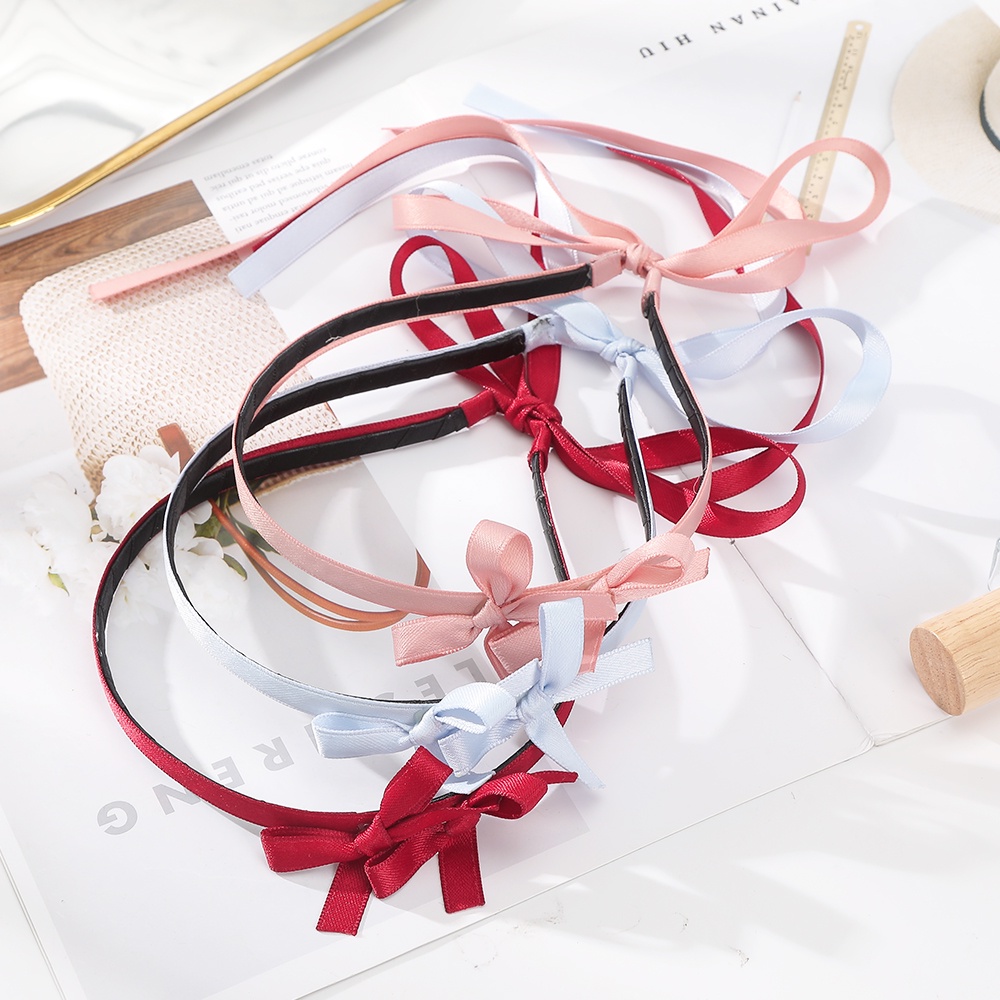 Haimeikang Băng Đô Vải Thắt Nơ Mỏng Màu Trơn Ngọt Ngào Cho Nữ