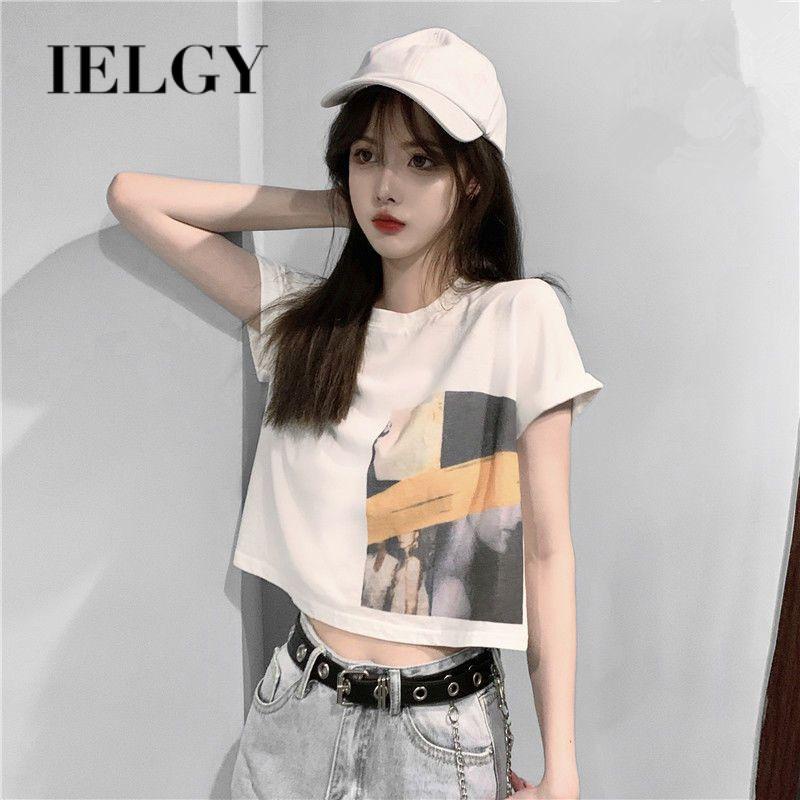 IELGY     Áo Thun Ngắn Tay Form Rộng Phong Cách Hàn Quốc Dành Cho Nữ