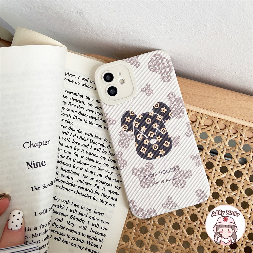 Ốp Điện Thoại Da Giả Viền TPU Dẻo Màu Trắng In Hình Kaws Cho IPhone 14 Pro Max 11 12 11 Pro Max X XS 7Plus