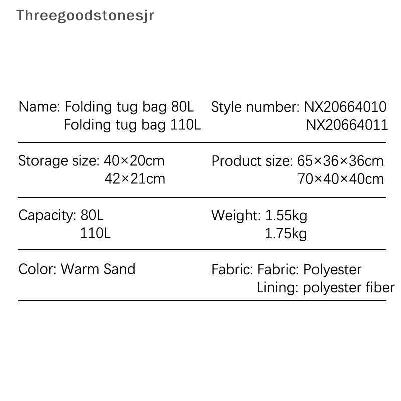 Túi Đựng Hành Lí Đi Cắm Trại / Leo Núi / Du Lịch Kích Thước Lớn Có Thể Gấp Gọn Tiện Dụng JR