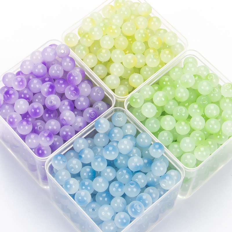 Set 100 Hạt Ngọc Bích Giả Kính 8mm Làm Trang Sức Thủ Công