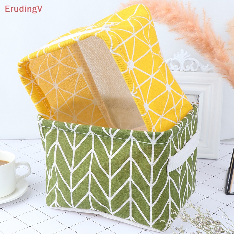 Giỏ Đựng Đồ Bằng Cotton Lanh Họa Tiết Hình Học Gấp Gọn Tiện Dụng [Mới] [Mới]