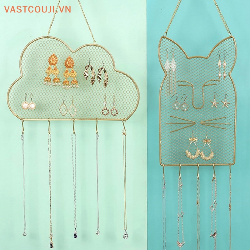 Móc Treo Bông Tai Gắn Tường Trang Trí Họa Tiết Kim Cương Sắp Xếp Gọn Gàng