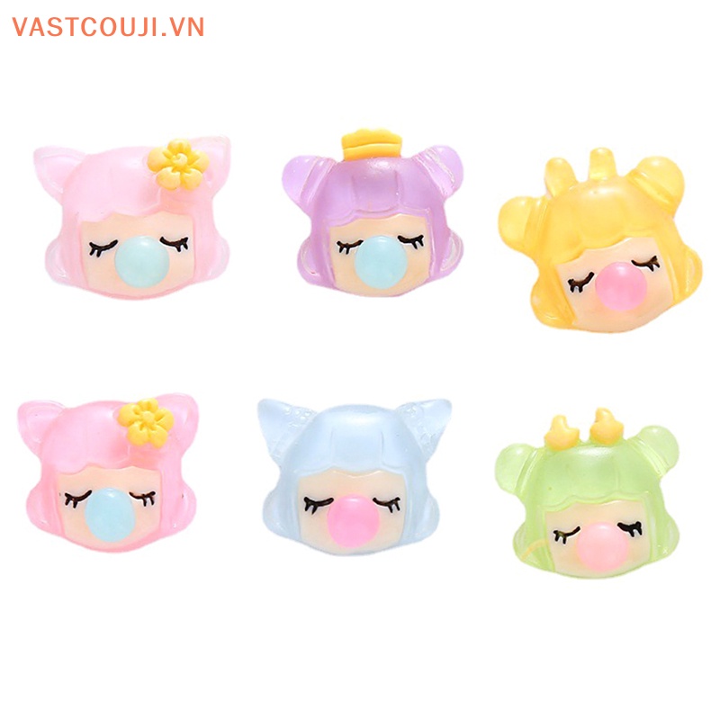 Bộ 5 Phụ Kiện Đầu Cô Gái Thổi Bong Bóng Bằng Nhựa Resin Trong Suốt DIY