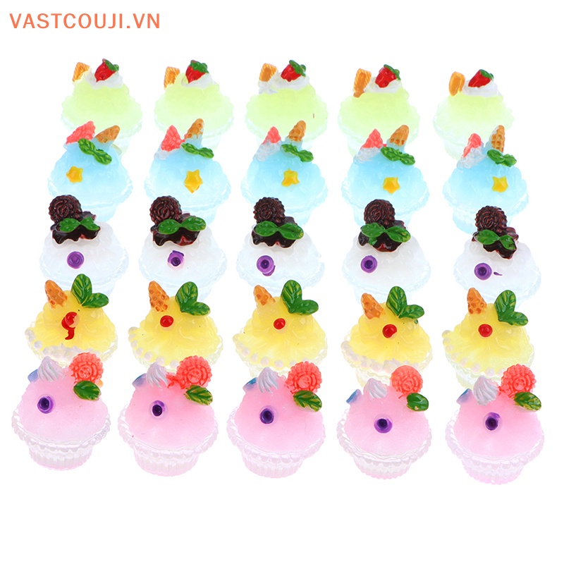 Bộ 5 Mô Hình Tô Và Que Kem Bằng Resin Resin Dùng Trang Trí Sổ Tay / Điện Thoại DIY