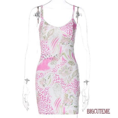 Đầm Hai Dây Cổ Khoét Sâu In Họa Tiết Hoa Thời Trang Mùa Hè Quyến Rũ Cho Nữ