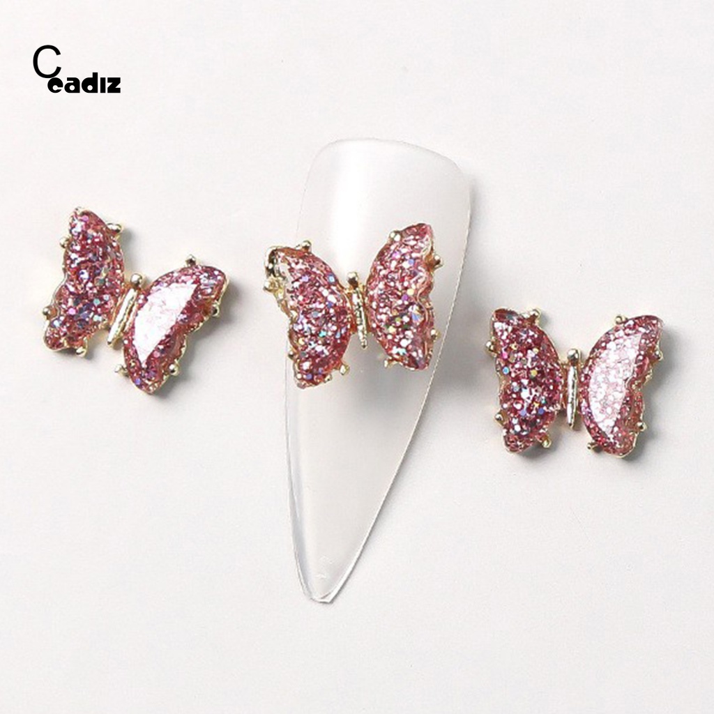 Set 10 Phụ Kiện Trang Trí Móng Nghệ Thuật Hình Bướm 3D Bằng Kim Loại Dễ Sử Dụng