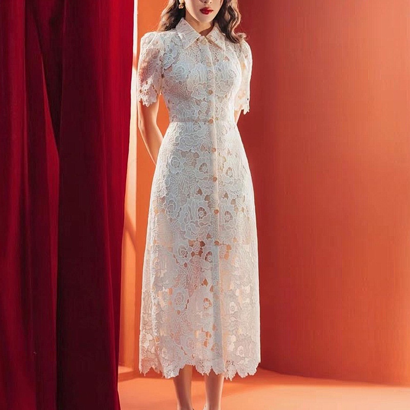 【S-XL】 Niche Đầm Ren Một Mảnh Hòa Tan Trong Nước Thời Trang Xuân Hè 2023 1304