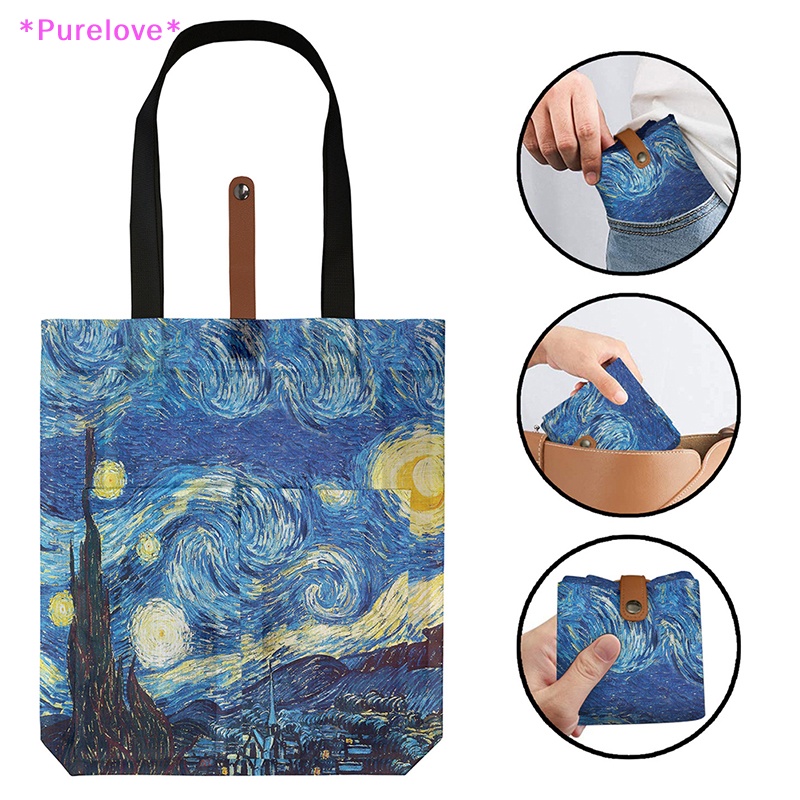 Túi Tote In Tranh Sơn Dầu Van Gogh Tái Sử Dụng Được Tiện Lợi Mới