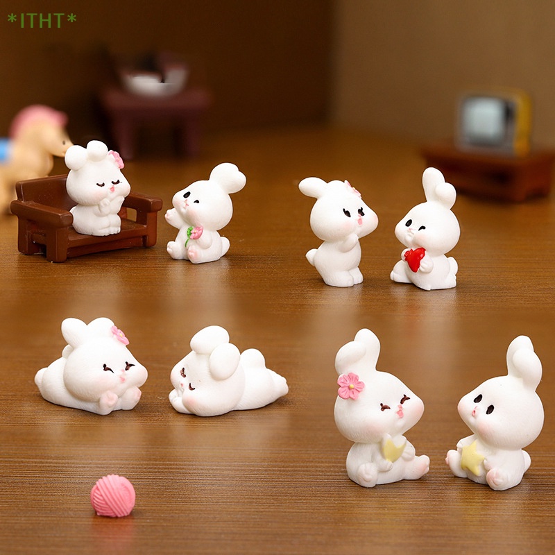 Mô Hình Chú Thỏ Mini Dễ Thương Dùng Trang Trí Nhà Cửa Dịp Năm Mới