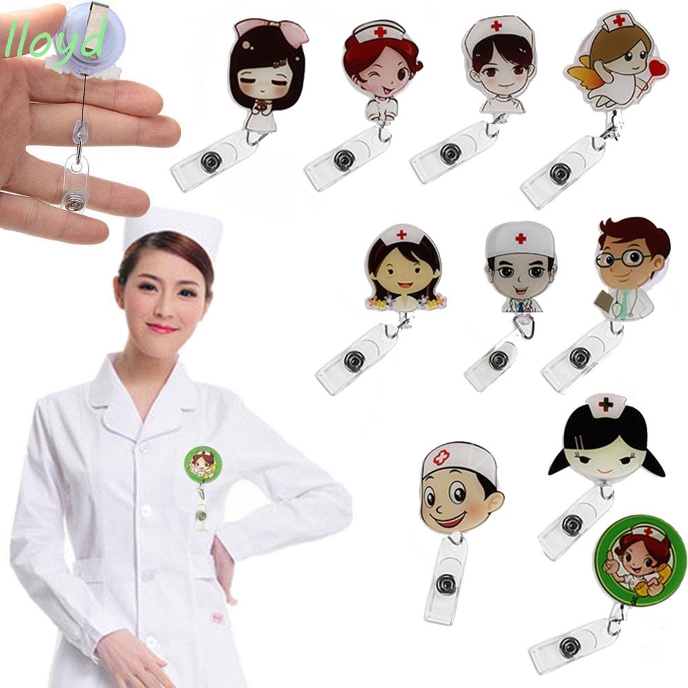 Kẹp thẻ tên có dây cuộn hình hoạt hình đáng yêu