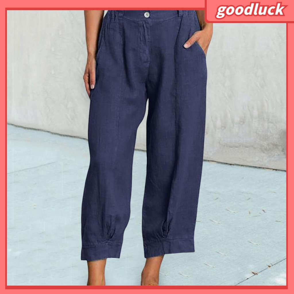 [ULK] Quần Dài Dáng Rộng Lưng Thun Co Giãn Màu Trơn Có Túi Và Nút Thắt Đơn Giản Đường Phố