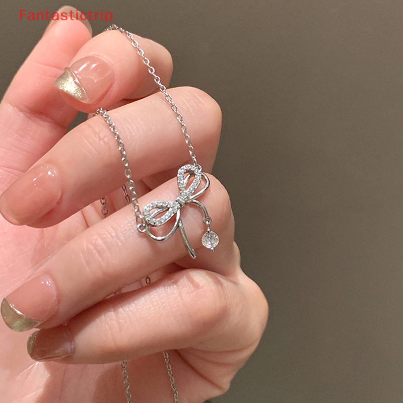 Vòng Cổ Mặt Nơ Zircon Thời Trang Thanh Lịch Cho Nữ