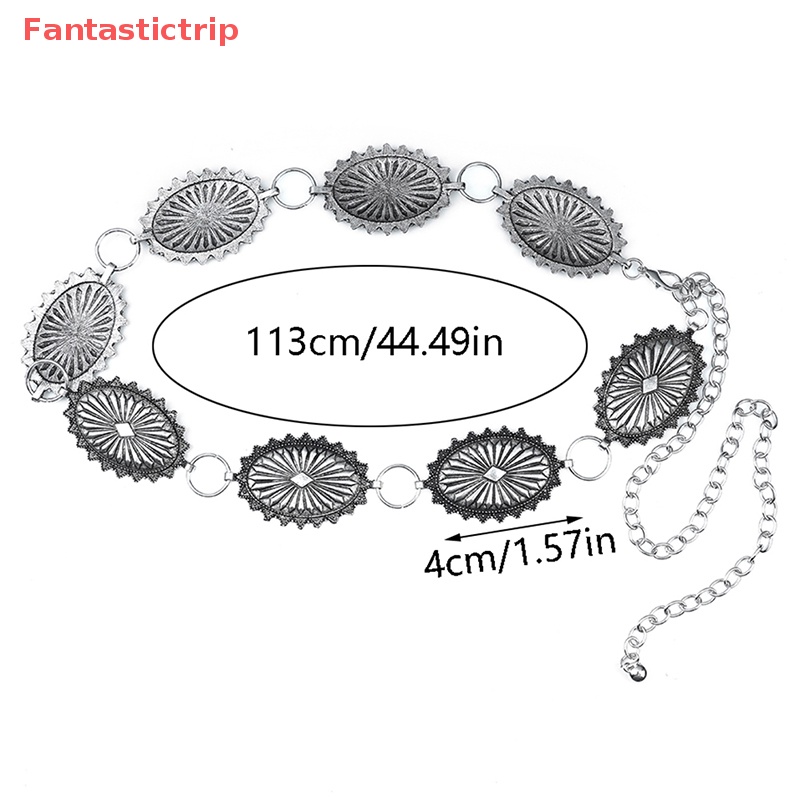 Thắt Lưng Dây Xích Hình Oval Bằng Kim Loại Phong Cách Boho Phương Tây Cổ Điển Cho Nữ Mới