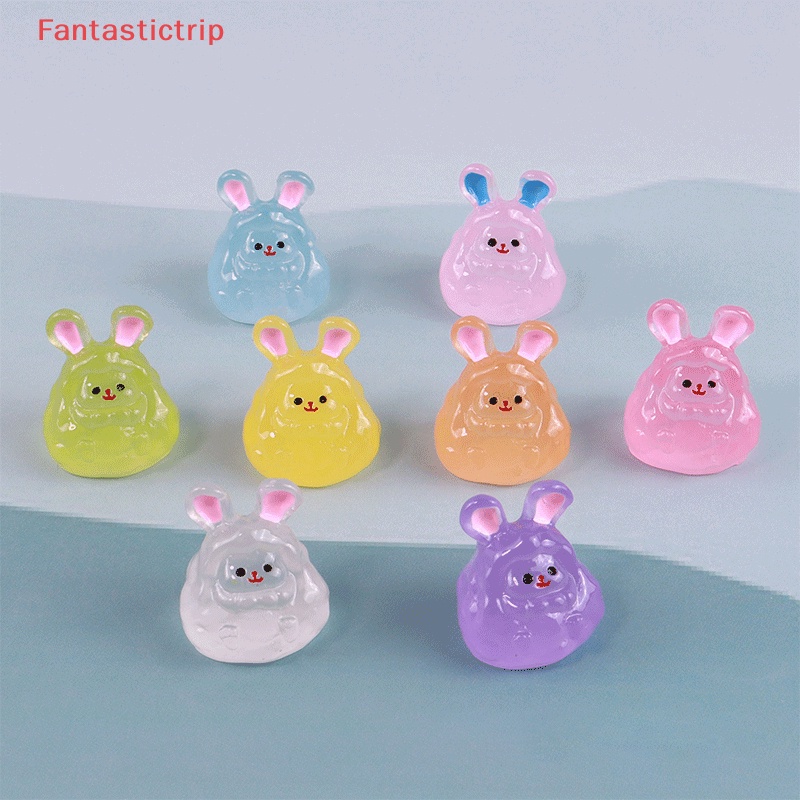 [Fantastictrip] Set 2 Mô Hình Thỏ Dạ Quang Bằng Nhựa Resin Dễ Thương Trang Trí Nhà Cửa / Xe Hơi