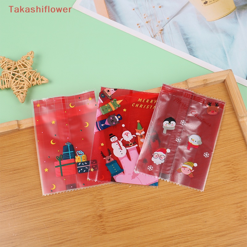 Set 100 Túi Đựng Bánh Trong Suốt Họa Tiết Hoạt Hình Giáng Sinh