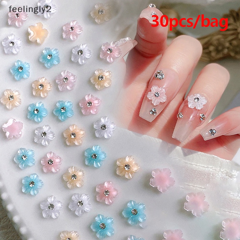 Bộ 30 HạT ĐíNh Trang Trí MóNg HìNh Hoa 3D NhiềU MàU Dễ Thương
