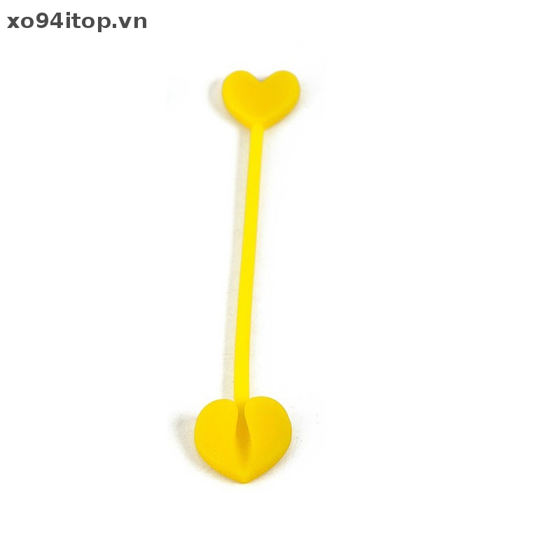 Set 4 Kẹp Giữ Dây Cáp Hình Trái Tim Bằng Silicon Mềm