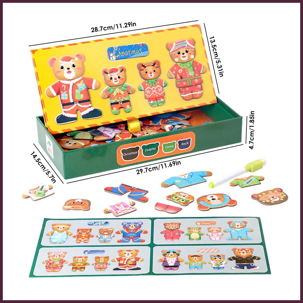 Bộ Đồ Chơi Xếp Hình Gấu Mặc Đồ Cho Gia Đình