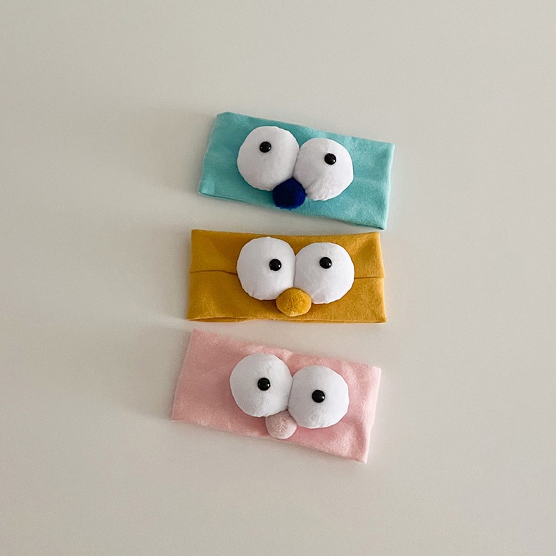 Băng Đô Vải Cotton Mềm Co Giãn Đính Đôi Mắt To Dễ Thương Cho Bé