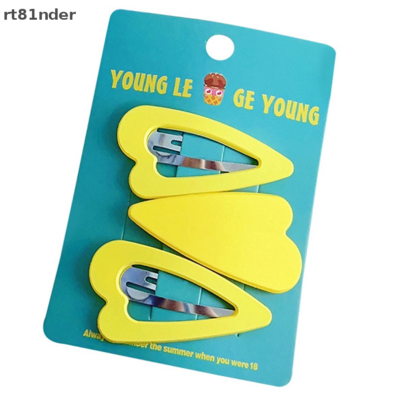 Bộ 3 Kẹp Tóc Hình Trái Tim Màu Kẹo Ngọt Phong Cách Vintage Dễ Thương Cho Nữ