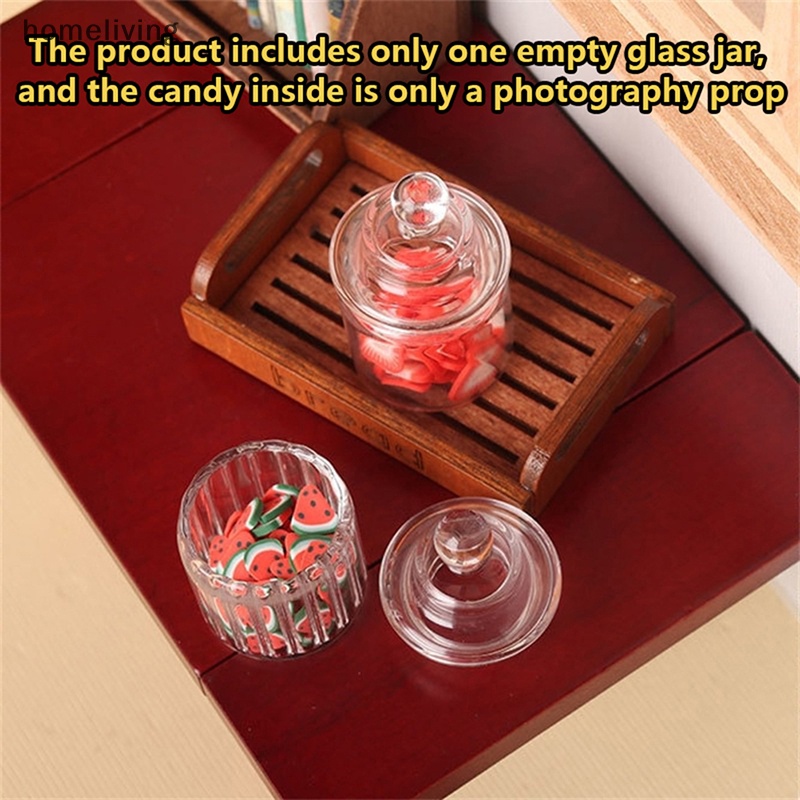 Lọ Thủy Tinh Đựng Kẹo Có Nắp Nhỏ Xinh Trang Trí Nhà Búp Bê 1: 12