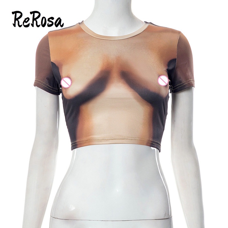 Áo Thun Tay Ngắn Chiết Eo In Họa Tiết Màu Sắc Tương Phản Thời Trang 2023 Quyến Rũ Cho Nữ