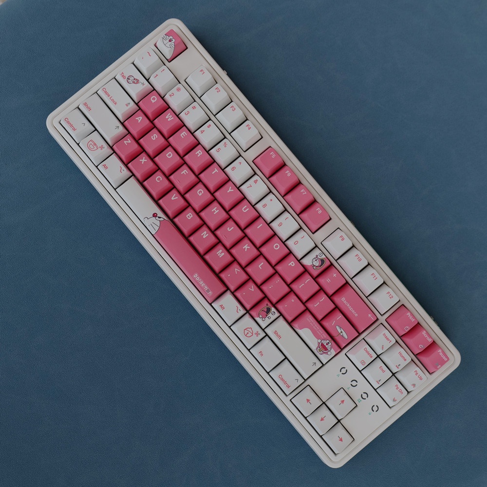 Doraemon Keycaps Cherry Profile Hồng Anime PBT Dye Sub Bàn Phím Cơ Keycap