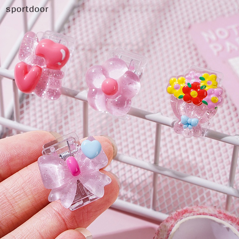 Bộ 4 Kẹp Giấy Bằng Acrylic Hình Hoa / Trái Tim Dễ Thương Tiện Dụng Cho Học Sinh / Văn Phòng