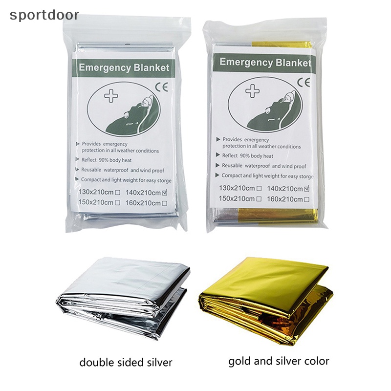 [sportoutdoor] Chăn Sơ Cứu Một Mặt 210 * 160 cm Lá Bạc / Vàng Giữ Ấm Ngoài Trời [out]