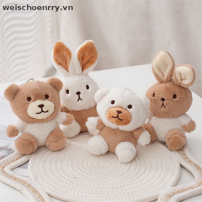 Móc Khóa Hình Gấu / Thỏ Nhồi Bông Mini Mềm Mại Dễ Thương