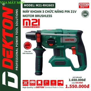 Máy khoan bê tông dùng pin dekton m21-rh2603 - 3 chức năng - motor brushless - chân pin phổ thông vua máy