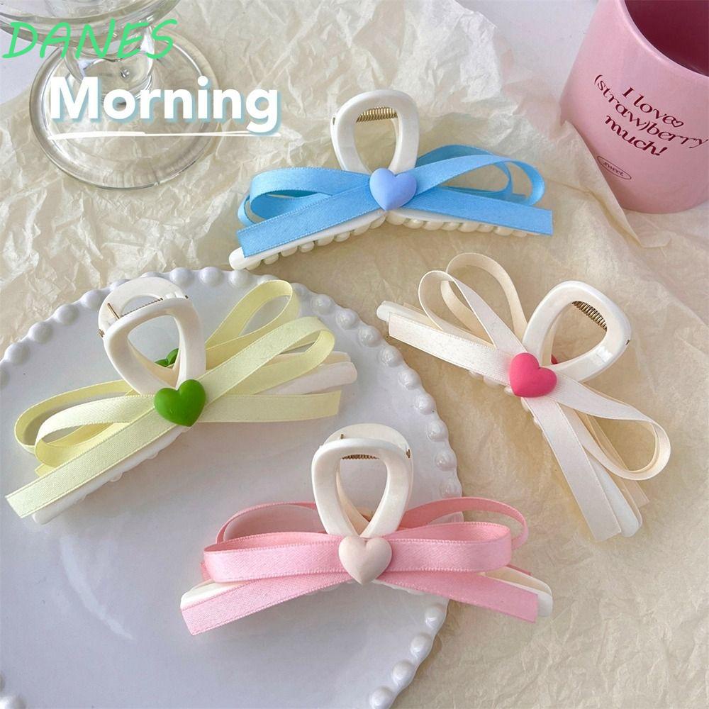 Kẹp Tóc Nơ Ruy Băng Họa Tiết Trái Tim Hình Học Cỡ Lớn Dễ Thương Cho Nữ