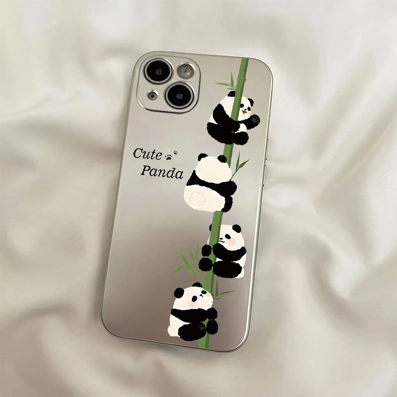 Ốp Điện Thoại TPU Silicon Mềm Mạ Điện Hình Gấu Trúc Chống Sốc Cho IPhone 14 13 12 Pro Max 11 XS XR X 8 + 7 6S Plus