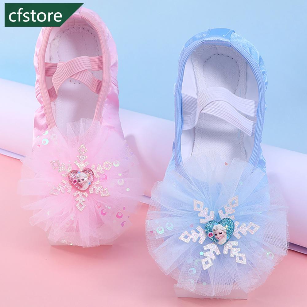 Giày Múa Ba Lê Đế Mềm Phối Ren Màu Xanh Dương / Hồng Xinh Xắn Cho Bé Gái A1O9