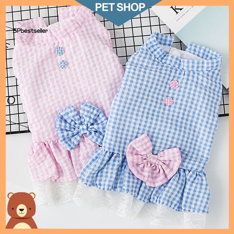 Đầm Công Chúa Họa Tiết Sọc Caro Thoáng Khí Hóa Trang Cho Thú Cưng Cỡ Vừa Và Lớn