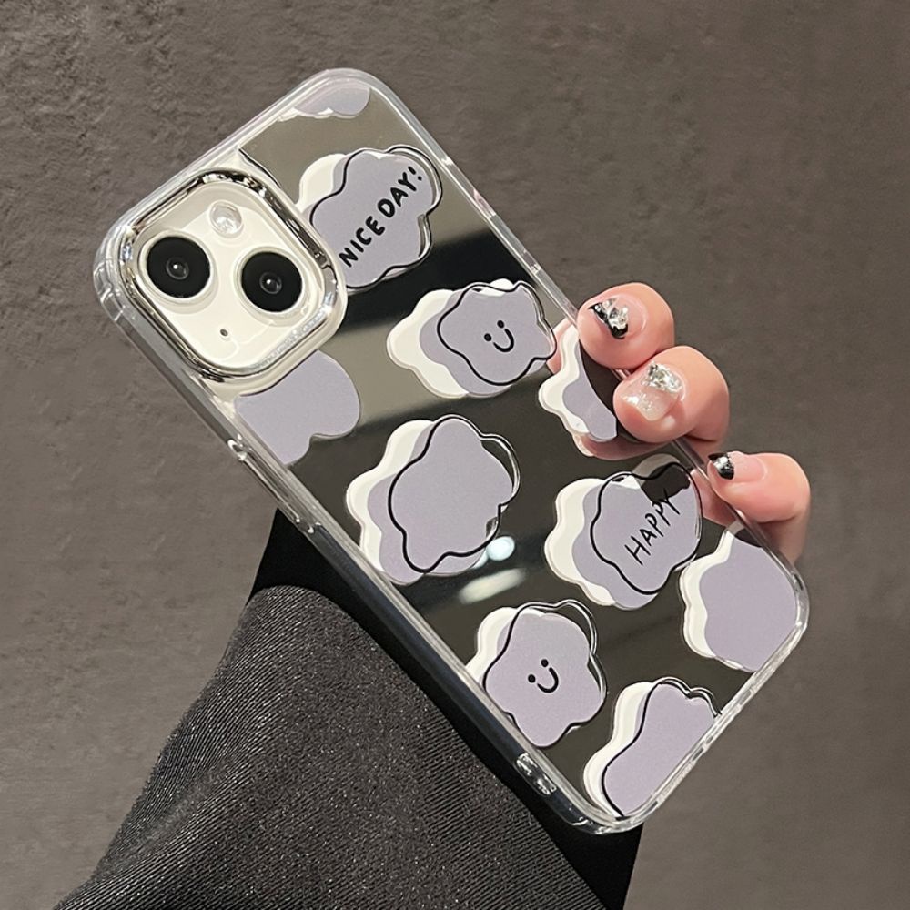 Ốp Điện Thoại TPU Họa Tiết Đám Mây Hoạt Hình Tráng Gương Chống Rơi Cho IPhone 11 12 13 14 Pro Max