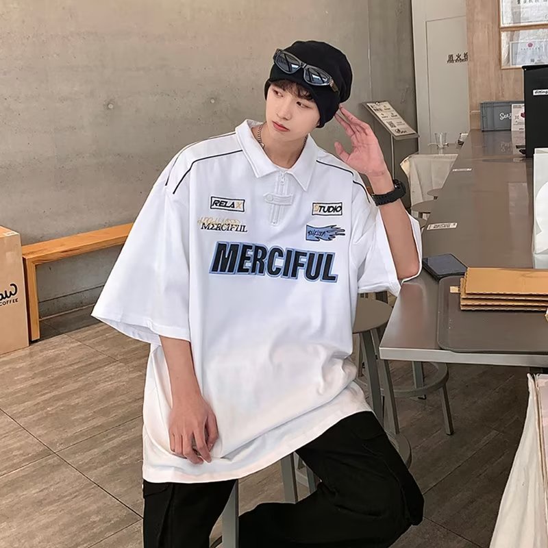Áo polo Cotton Ngắn Tay Thêu Chữ Thời Trang Hàn Quốc 2023