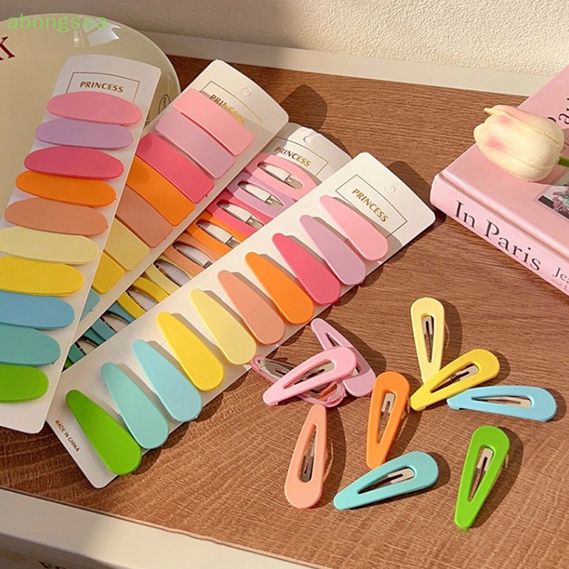 Set 10 Kẹp Tóc Hình Chữ Nhật / Vuông / Oval Màu Đen Xinh Xắn Cho Bé Gái