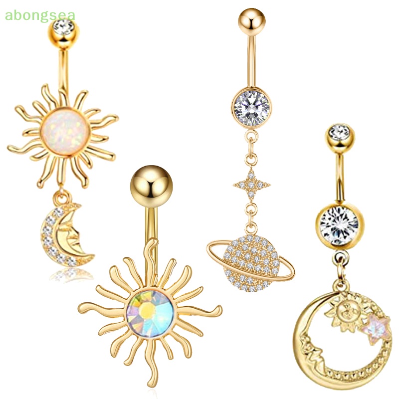 Khuyên Rốn Đính Đá Zircon Hình Mặt Trăng Thời Trang Cho Nữ