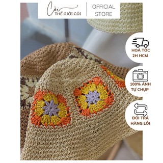 Nón cói mềm bông hoa