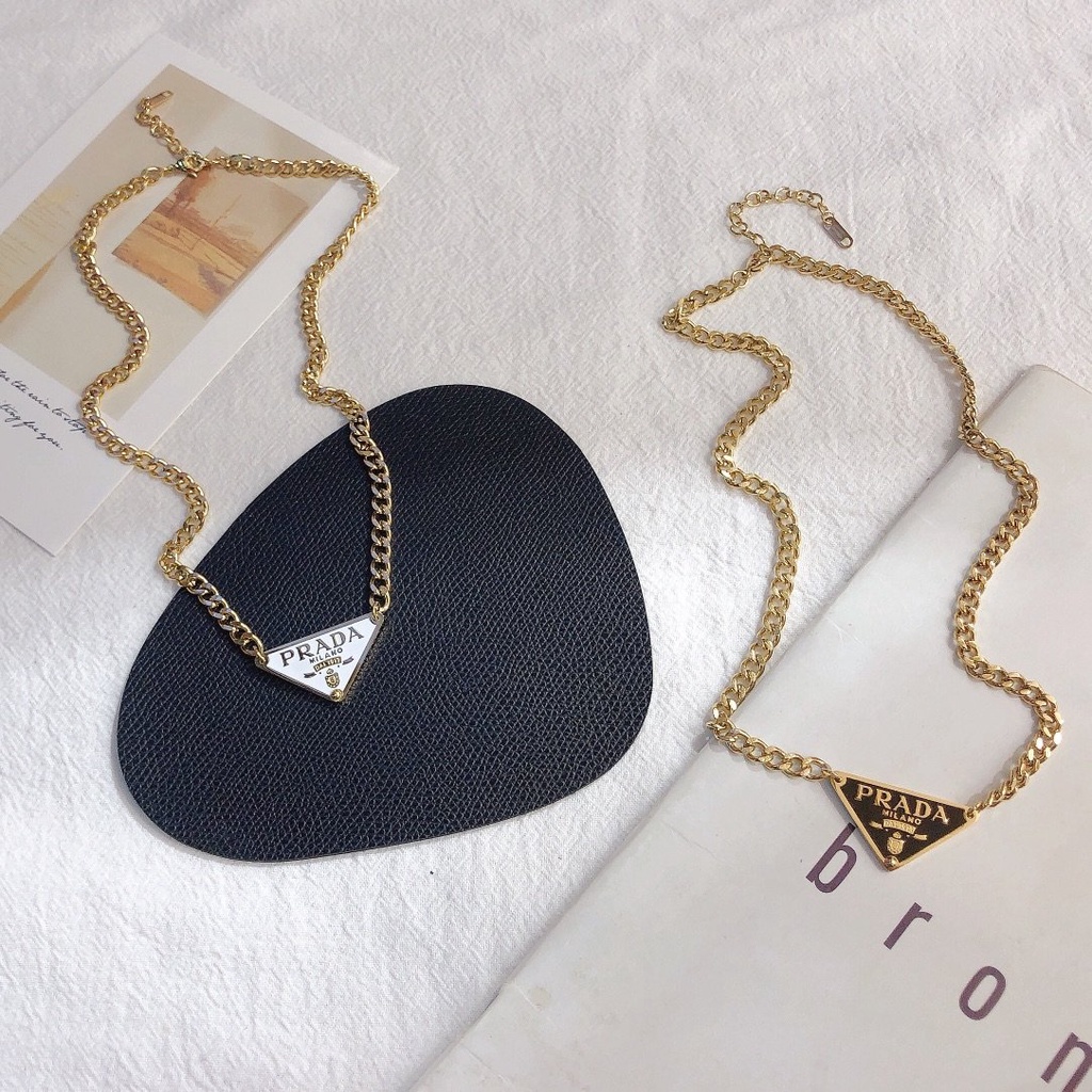 PRADA Vòng cổ Mặt Chữ P Bằng Thép Titan Thời Trang Cho Nam Nữ