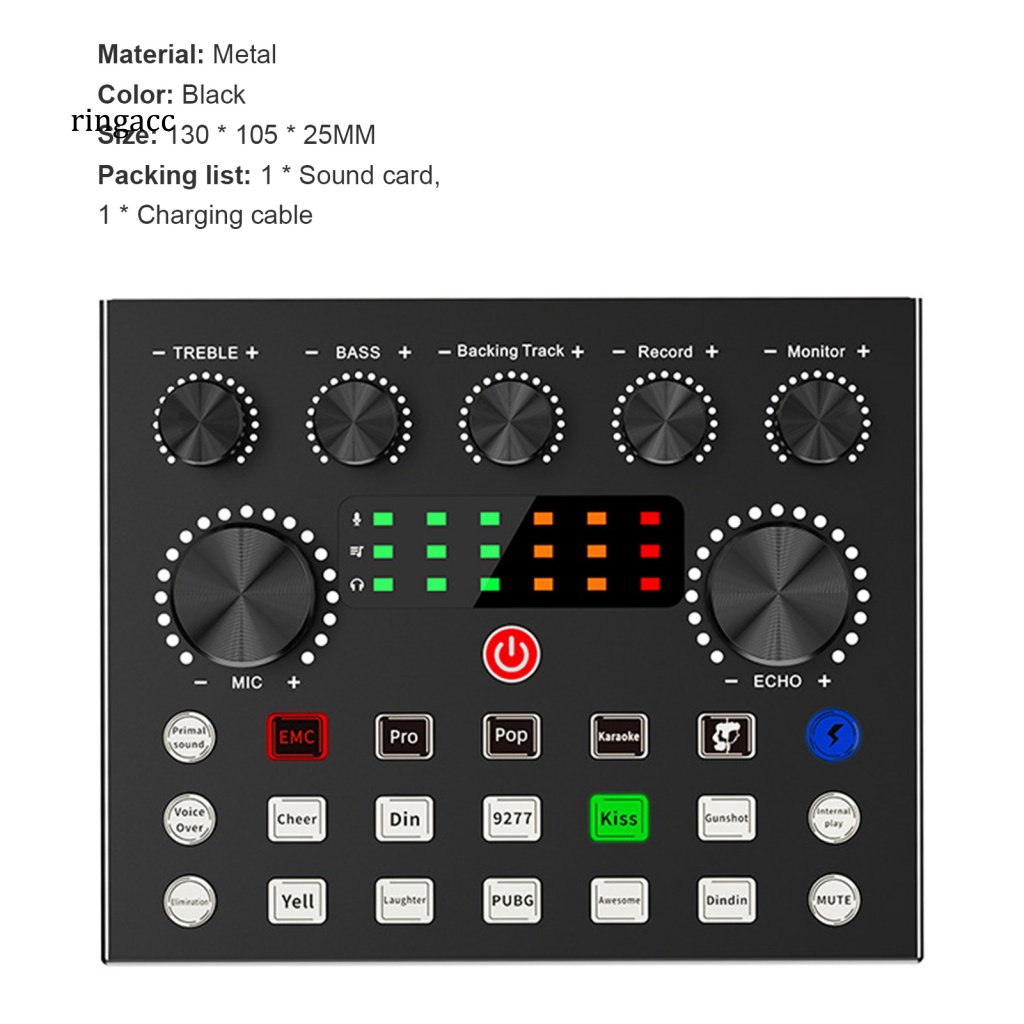 Thẻ Âm Thanh Không Dây Bluetooth 5.0 RGA V8S Độ Nhạy Cao Có Thể Sạc Lại