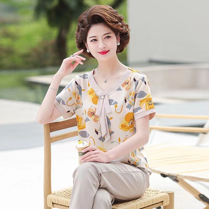 Áo Thun Tay Ngắn Vải Chiffon Mỏng Thời Trang Mùa Hè Cho Nữ áo big size trung niên nữ