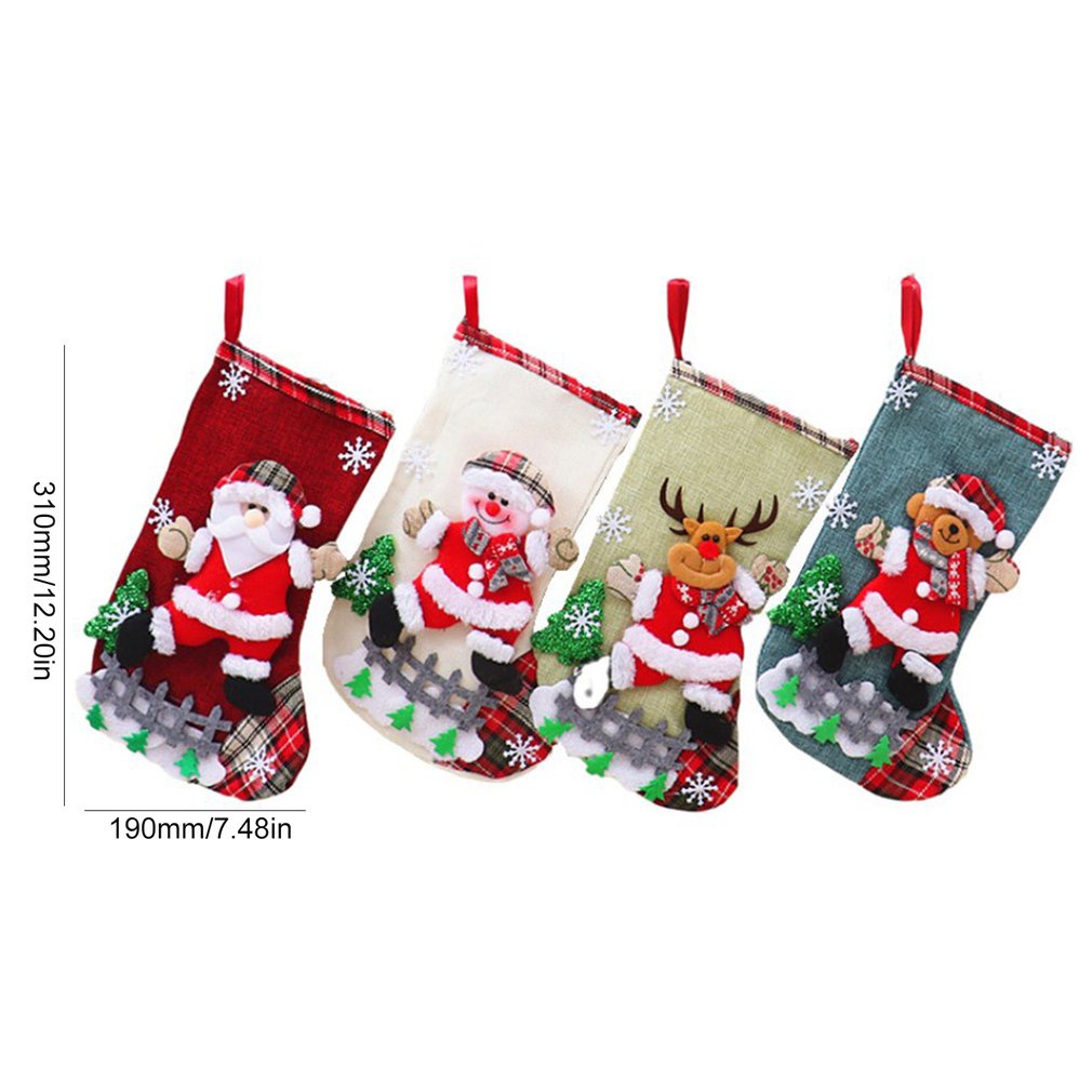 Christmas Socks Tree Decor Pendant Stockings Candy Fork Gifts Bags Hanging Ornaments For Home [Q/2]